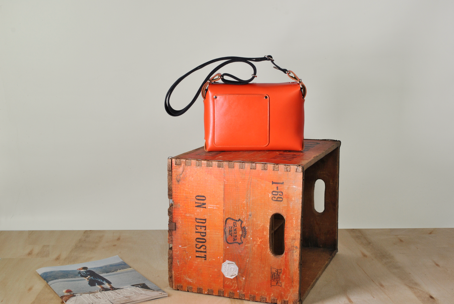 Leather Crossbody Bag Orange 