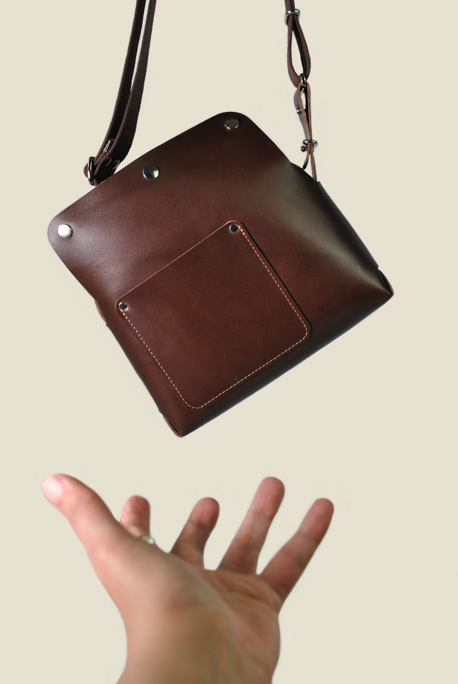 Chestnut Leather Crossbody Bag Casual Everyday Carry