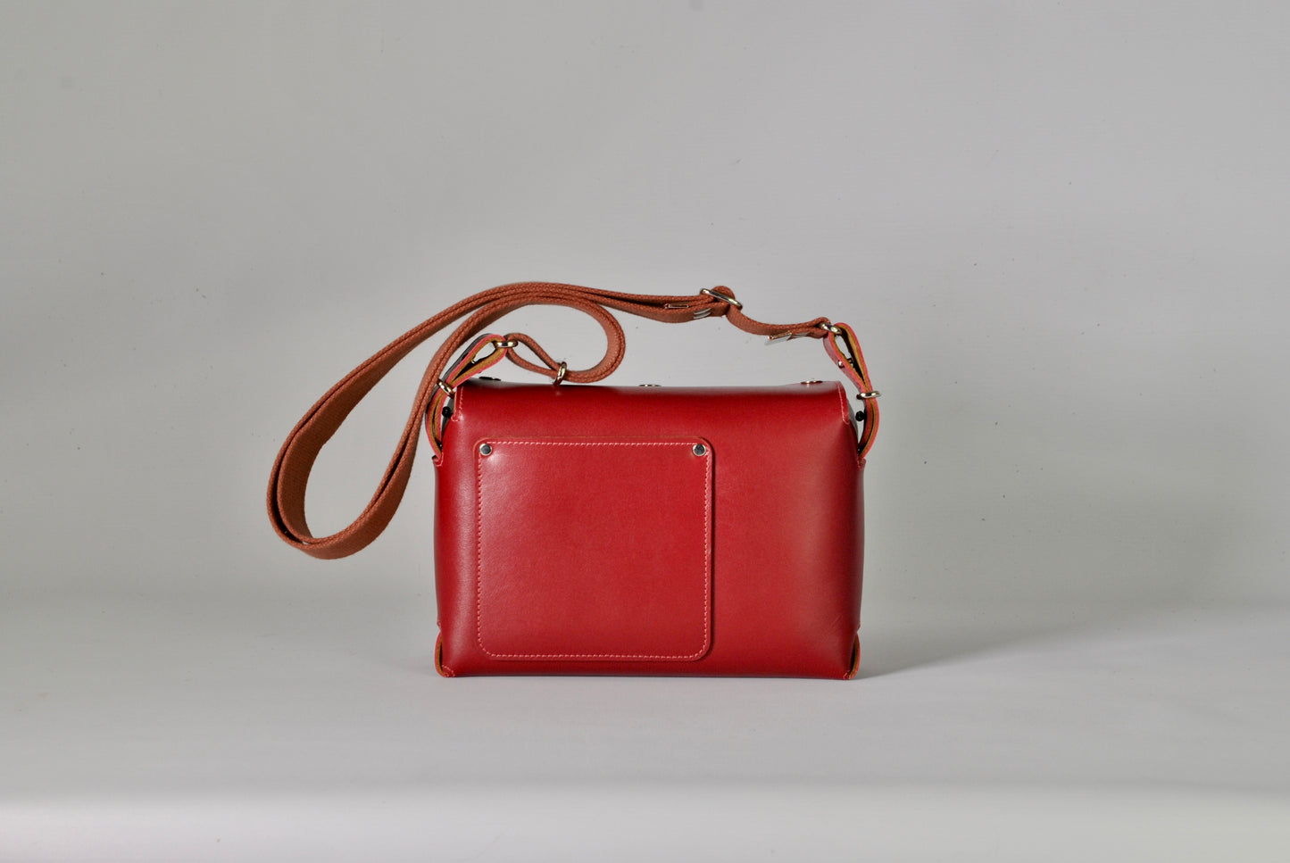 Red & Tan Leather Crossbody Bag Casual Everyday Carry