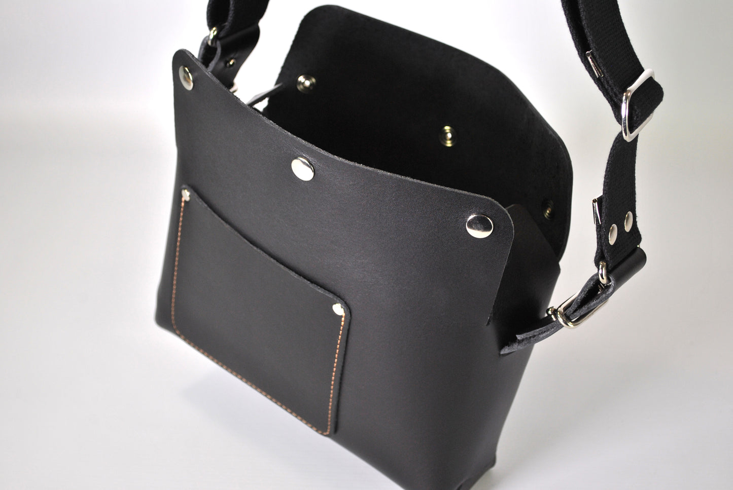 Black Leather Crossbody Bag Casual Everyday Carry