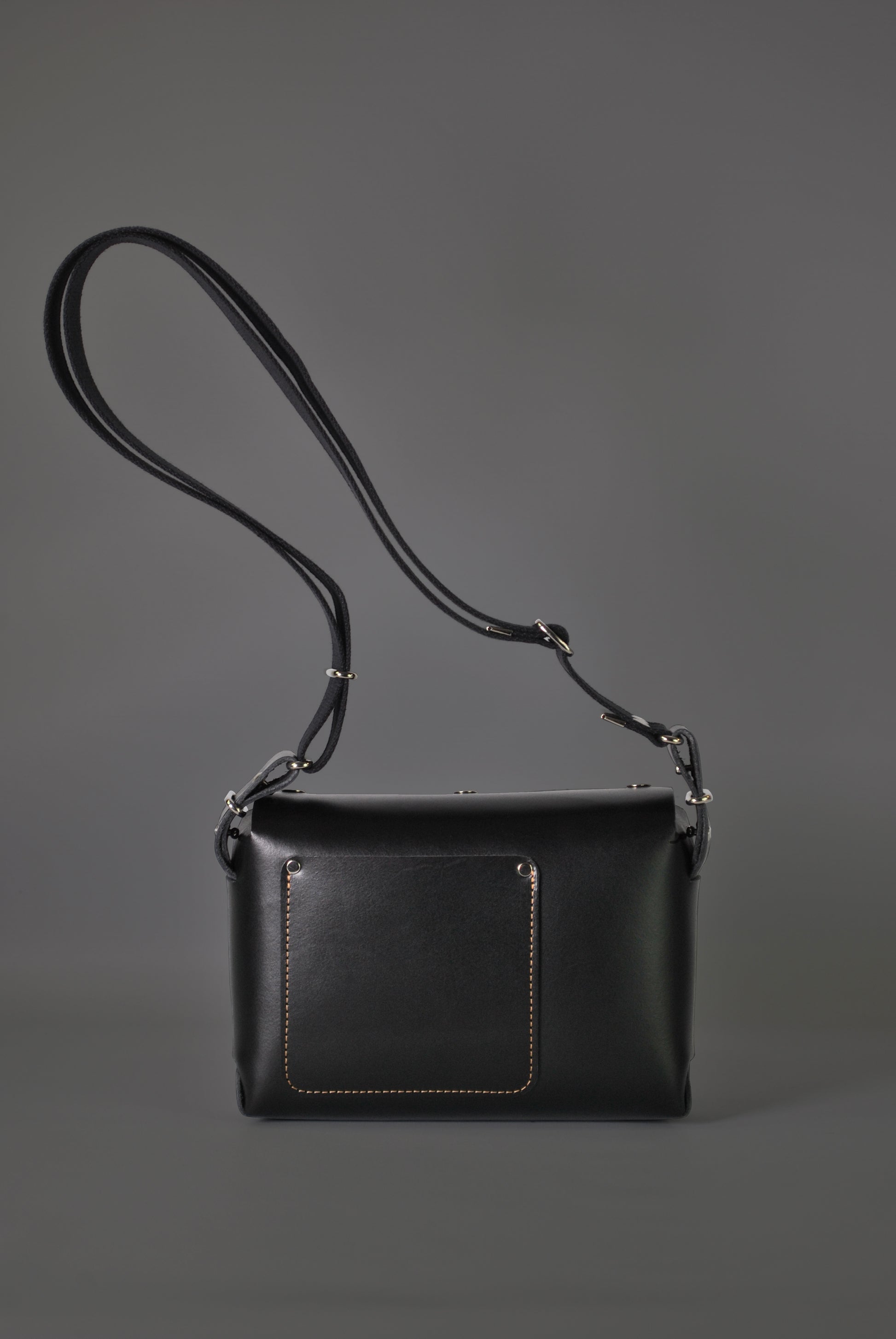 Black Leather Crossbody Bag Casual Everyday Carry