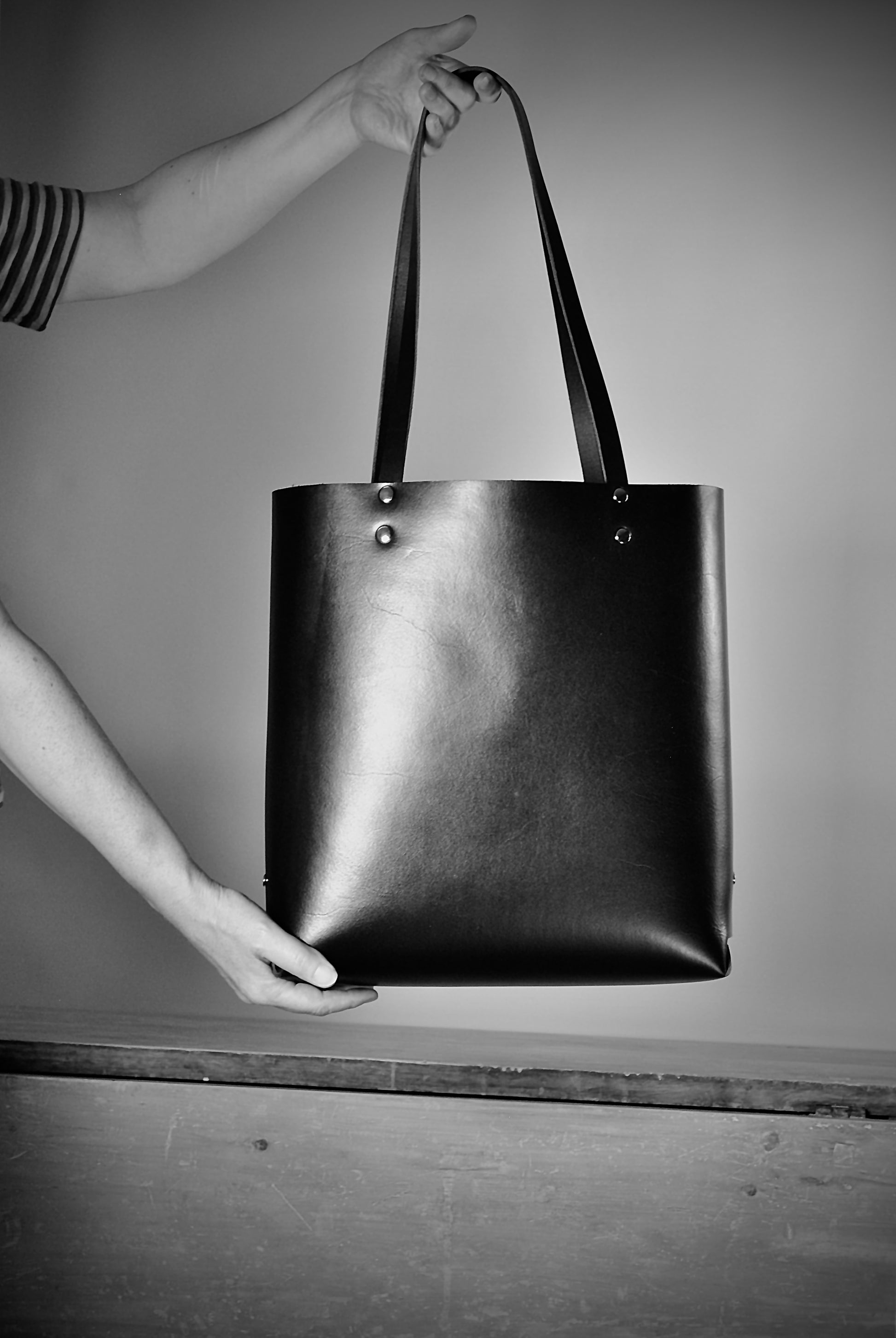 Leather Bear Tote Black Everyday Carry