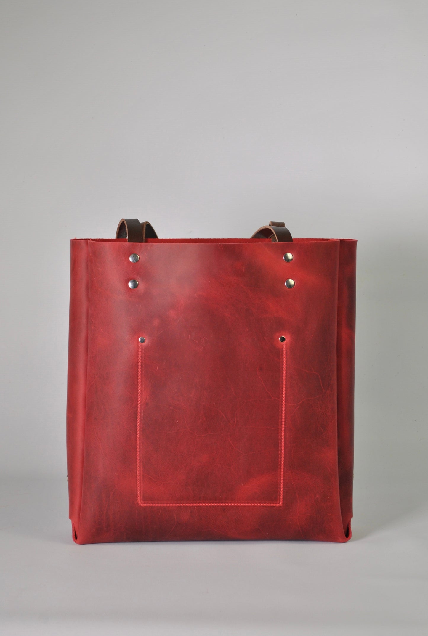 Leather Bear Tote Distressed Red Everyday Carry