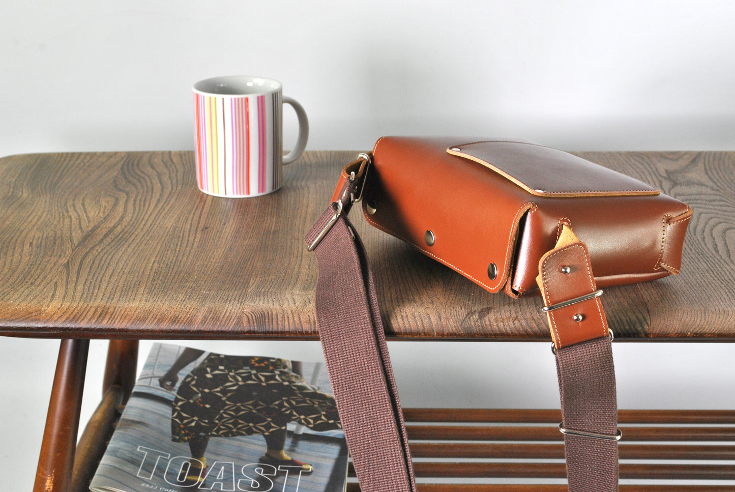 Tan & Chestnut Leather Crossbody Bag Casual Everyday Carry