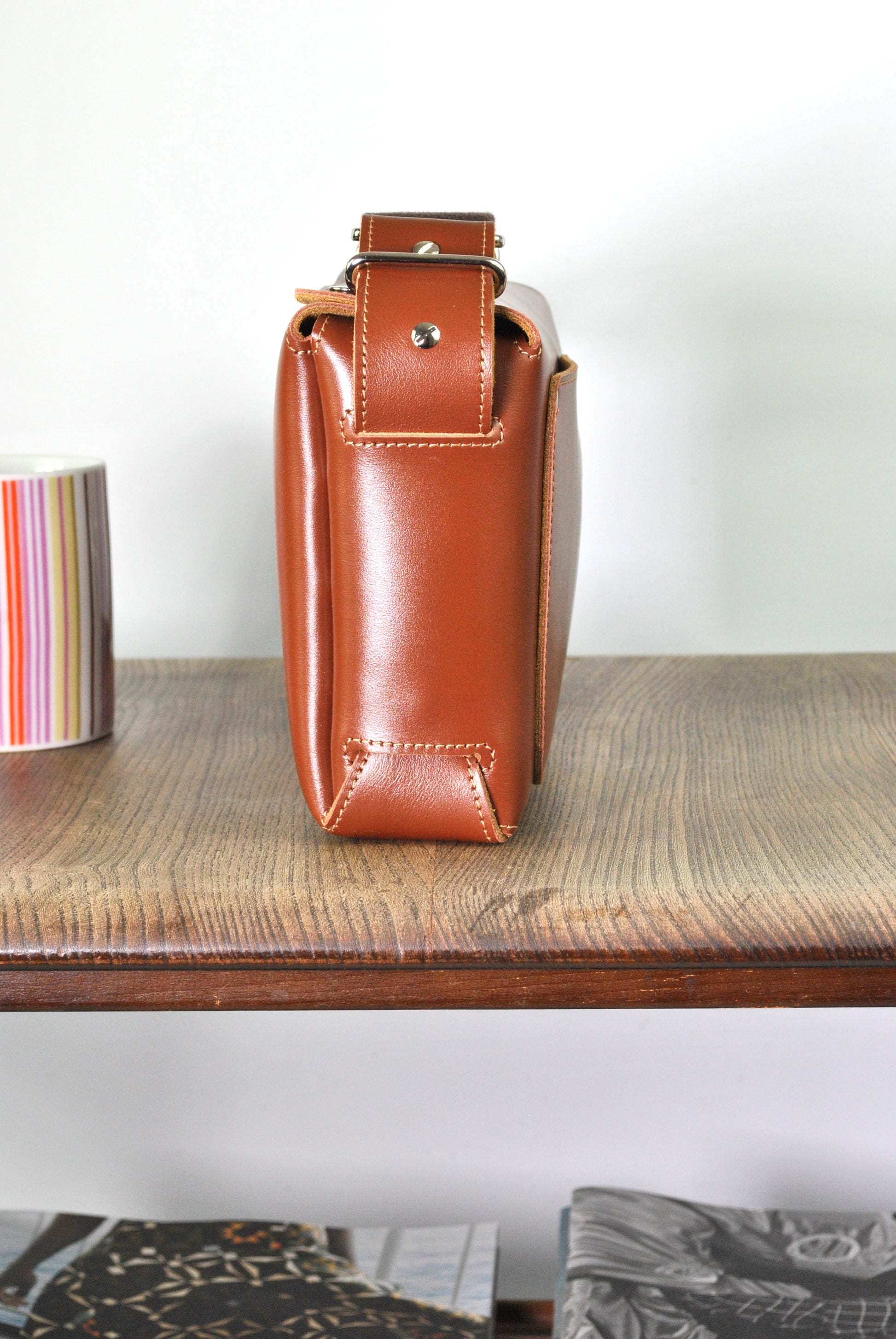 Tan & Chestnut Leather Crossbody Bag Casual Everyday Carry